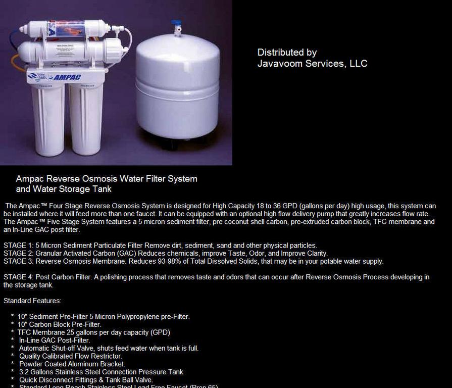 Ampac Water Filter System by Javavoom Services, LLC